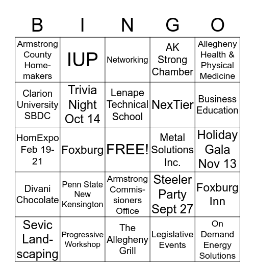 AK Strong BINGO Card