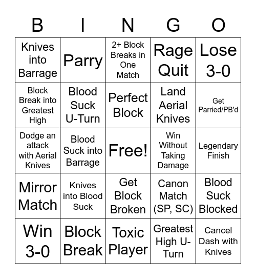 n the jojo game The World Board Bingo Card