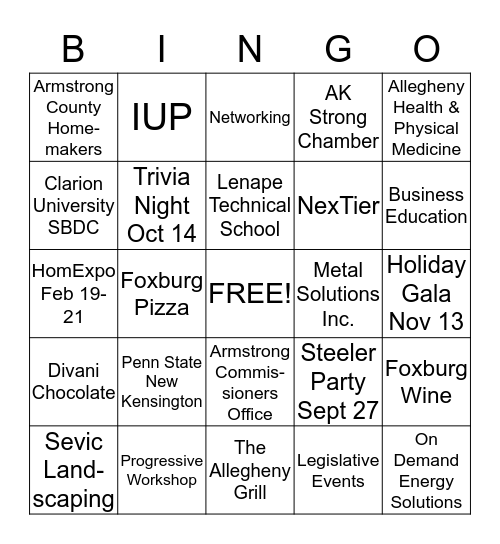 AK Strong BINGO Card