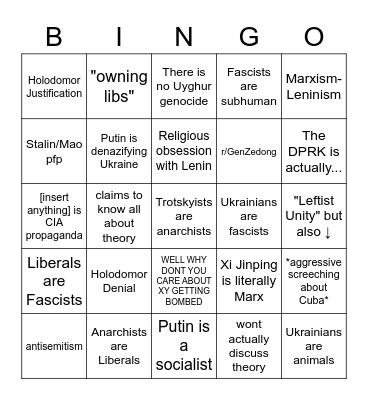 2022 Tankie Bingo Card