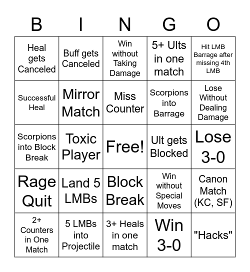 n the jojo game G.E.R Board Bingo Card
