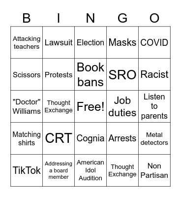 March 2020 GCPS Board Bingo Card