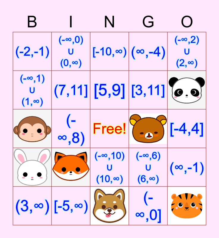 Mathematics Bingo Card