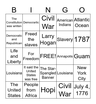 August 8, 2015 Bingo Card