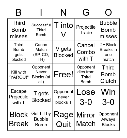 n the jojo game Killer Queen Board Bingo Card