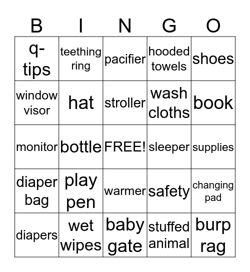 Baby Shower Bingo! Bingo Card
