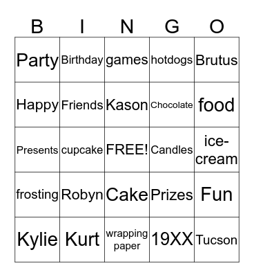 Birthday Bingo Card