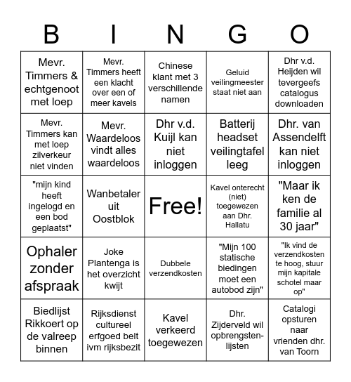 Veiling Bingo Card