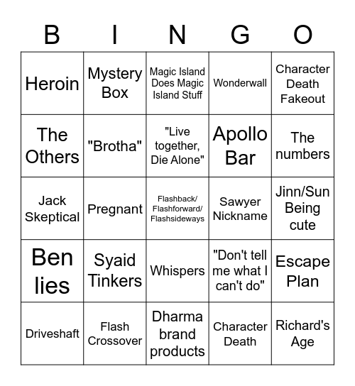 LOST Bingo Card