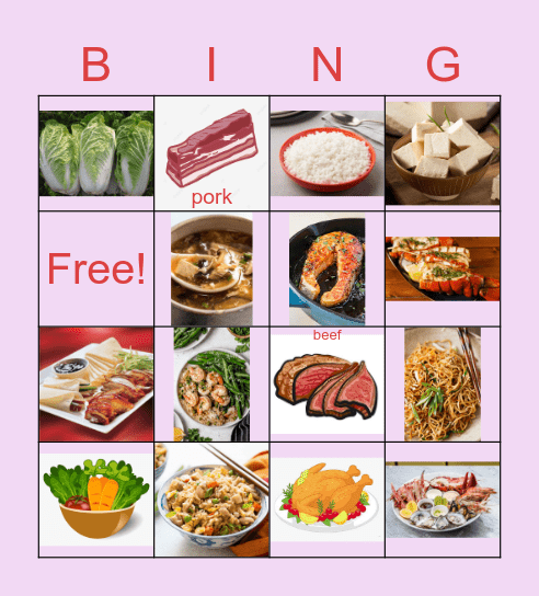 Food Vocab Bingo Card