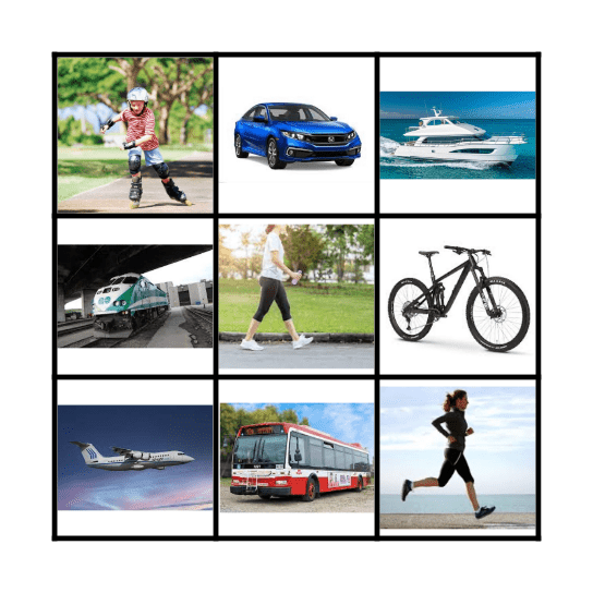 Transportation Bingo Card