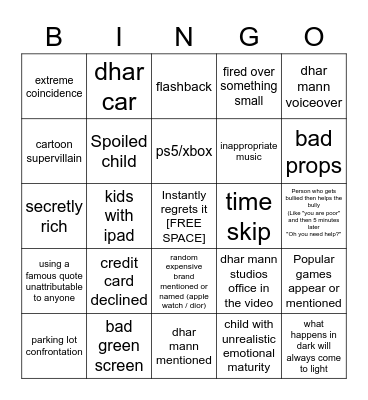 Dhar Mann Bingo v2 Bingo Card