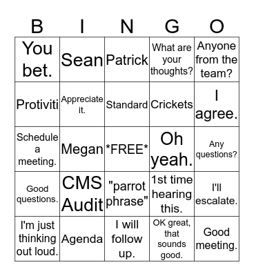 Buzzword Bingo Card