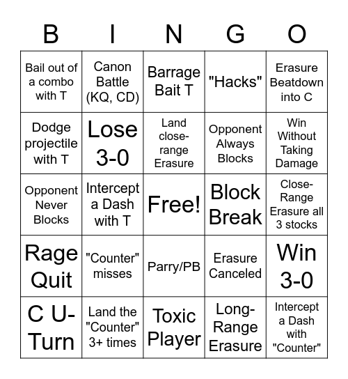 n the jojo game The Hand Board Bingo Card