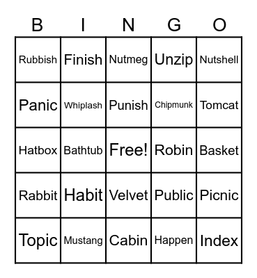 Wilson 3.1 Word Bingo Card