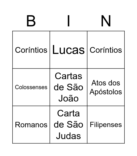livros da biblia Bingo Card