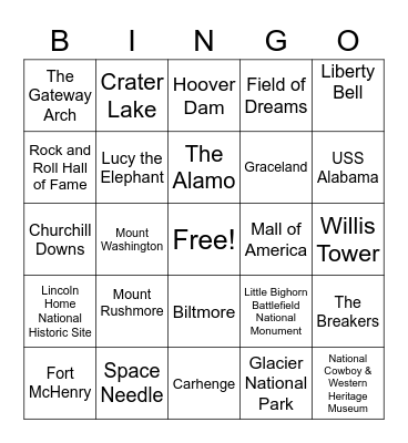 State landmarks ERM Bingo Card