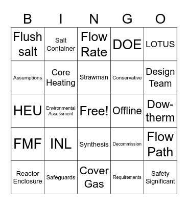 MCRE CDR Bingo Card