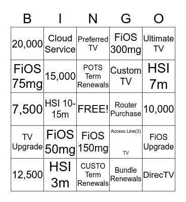 Legend Bingo Card