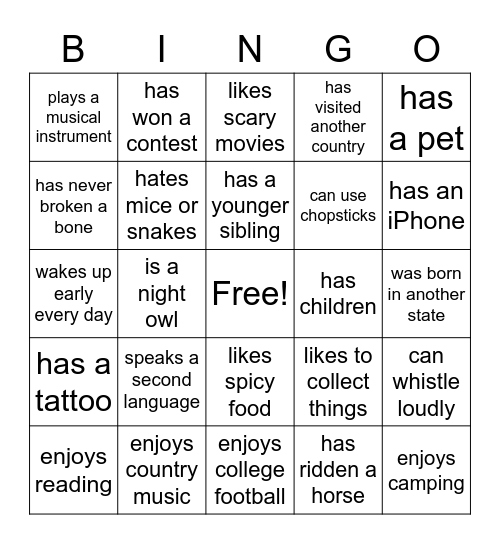 FIND SOMEONE WHO Bingo Card