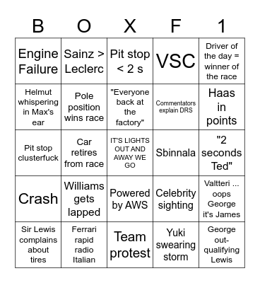 Bahrain 2022 Bingo Card