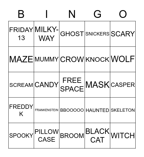 october  Bingo Card