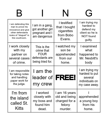 Monster: Who am I? Bingo Card