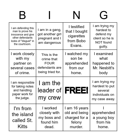 Monster: Who am I? Bingo Card