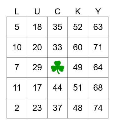 ST. PATRICK'S DAY Bingo Card