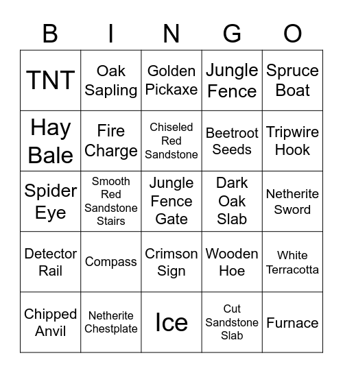 MC Bingo Item 1.16.1 Bingo Card
