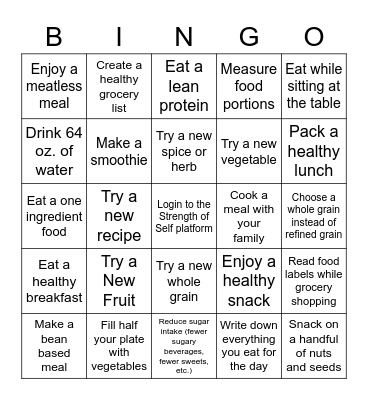Hylant Cleveland Nutrition Bingo Card