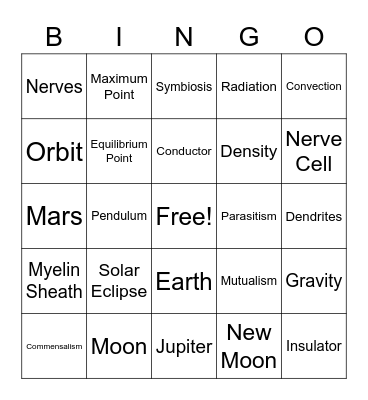 Science Bingo Card