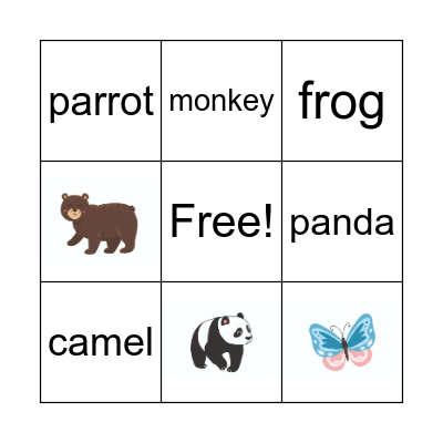 Animals Bingo Card