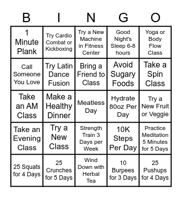 SPRING INTO FITNESS BINGO Card