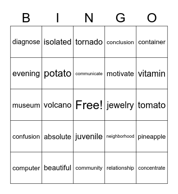 Untitled Bingo Card