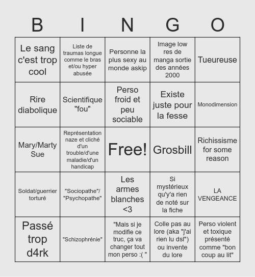 La fatiguance des modos Bingo Card