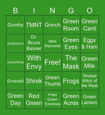 Green in Culture Bingo Card