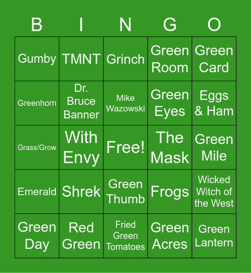 Green in Culture Bingo Card