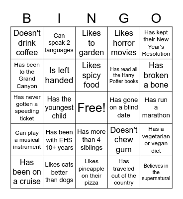 EHS Someone Who... Bingo Card