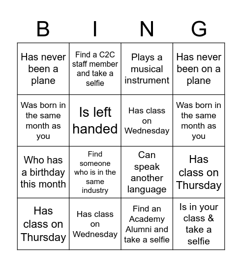 Networking BINGO (Find Someone Who...) Bingo Card