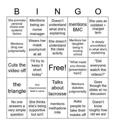 NURS229 bingo Card
