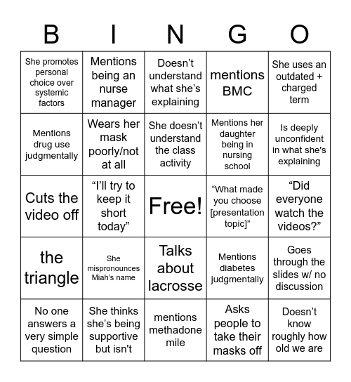 NURS229 bingo Card