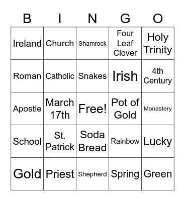 Happy Saint Patrick's Day! Bingo Card