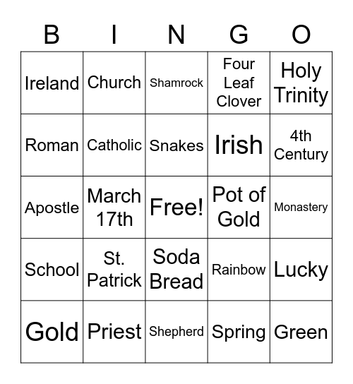 Happy Saint Patrick's Day! Bingo Card