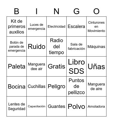 SAFETY BINGO Card