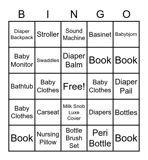 Baby Bingo! Bingo Card