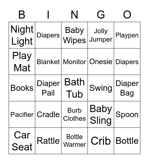 A Little Cutie is on the Way! Bingo Card