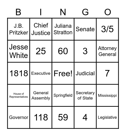 IL Constitution Bingo Card