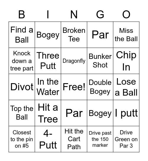 GOLF! Bingo Card