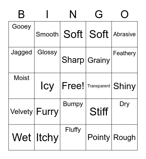 Textures Bingo Card